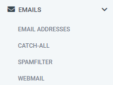 Web & Mail Control Panel - Menüpunkt E-Mails