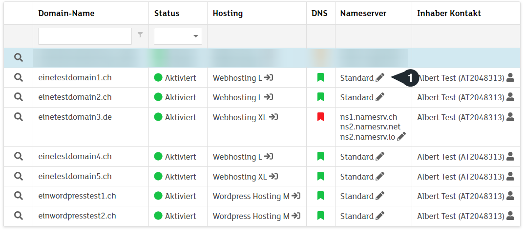 Nameserver der Domain ändern