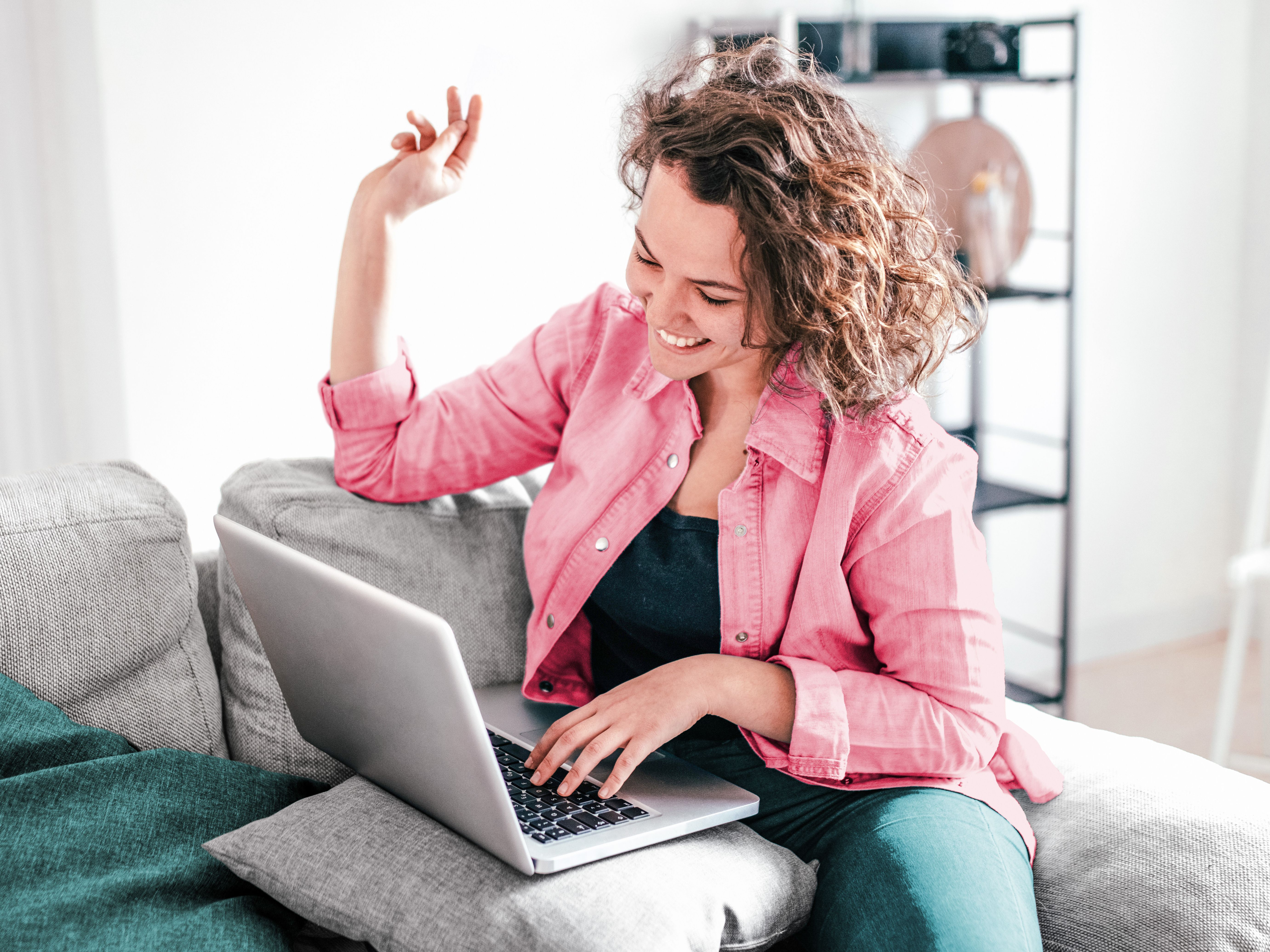 Woman shopping on secure website on laptop