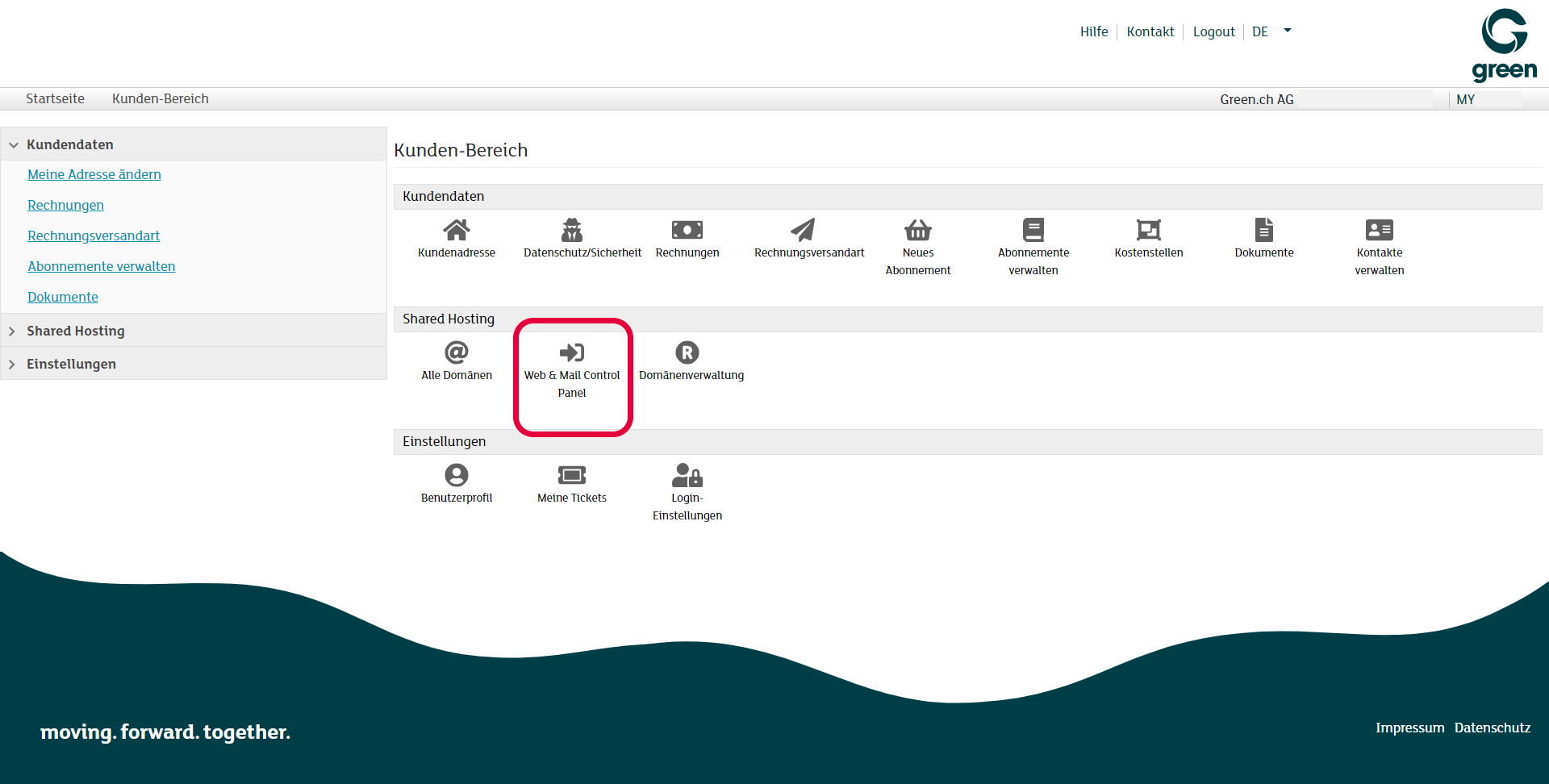 my.green.ch - Web & Mail Control Panel