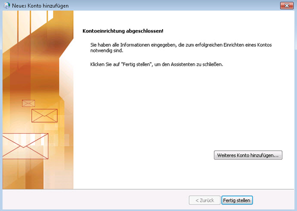 Kontoeinrichtungen abgeschlossen