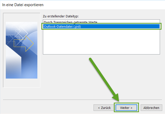 Outlook - in Datendatei exportieren