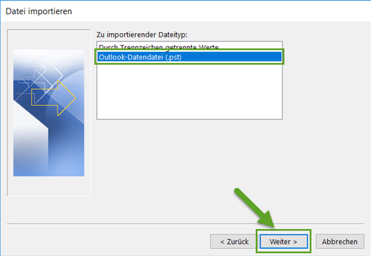Outlook - Datei imporiteren