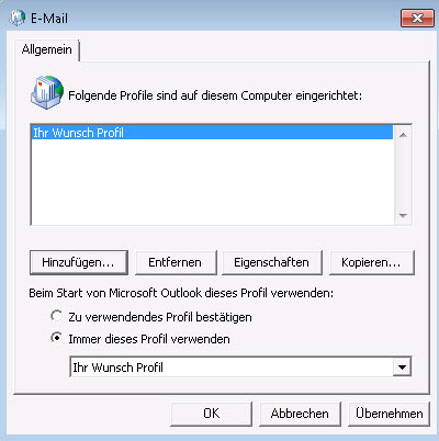 E-Mail Ihr Wunsch Profil