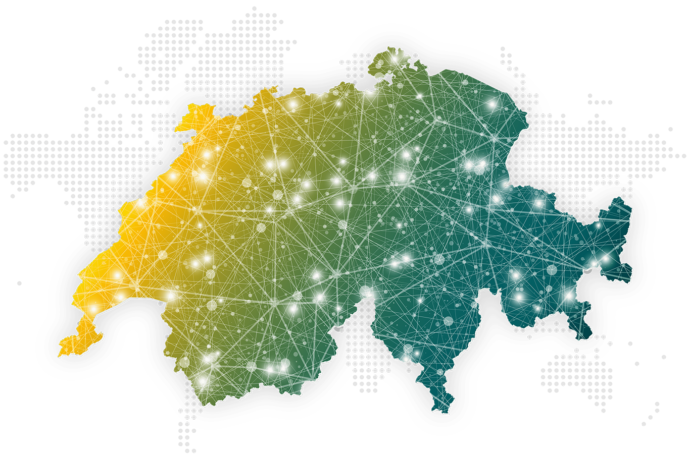 Swiss map with data streams