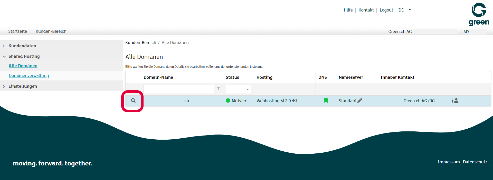 my.green.ch - Alle Domänen