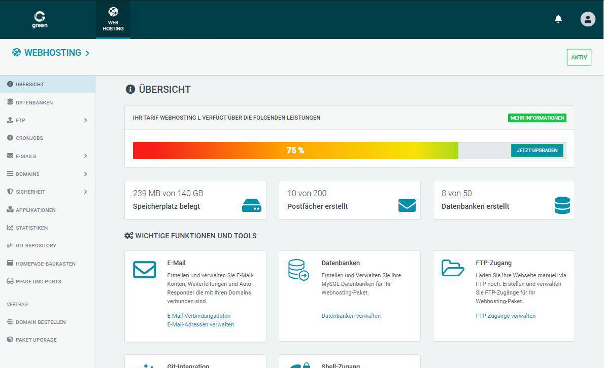 Webhosting Übersicht