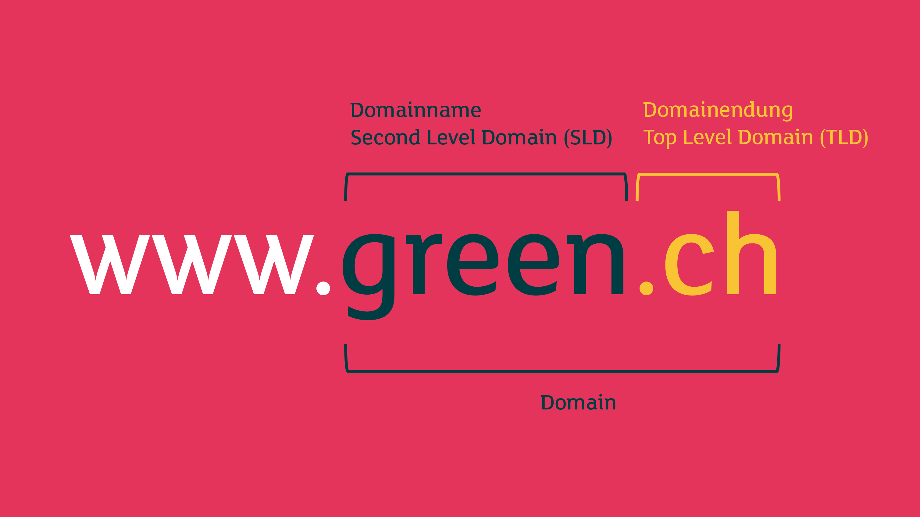 Domain name and domain extension as parts of a website address