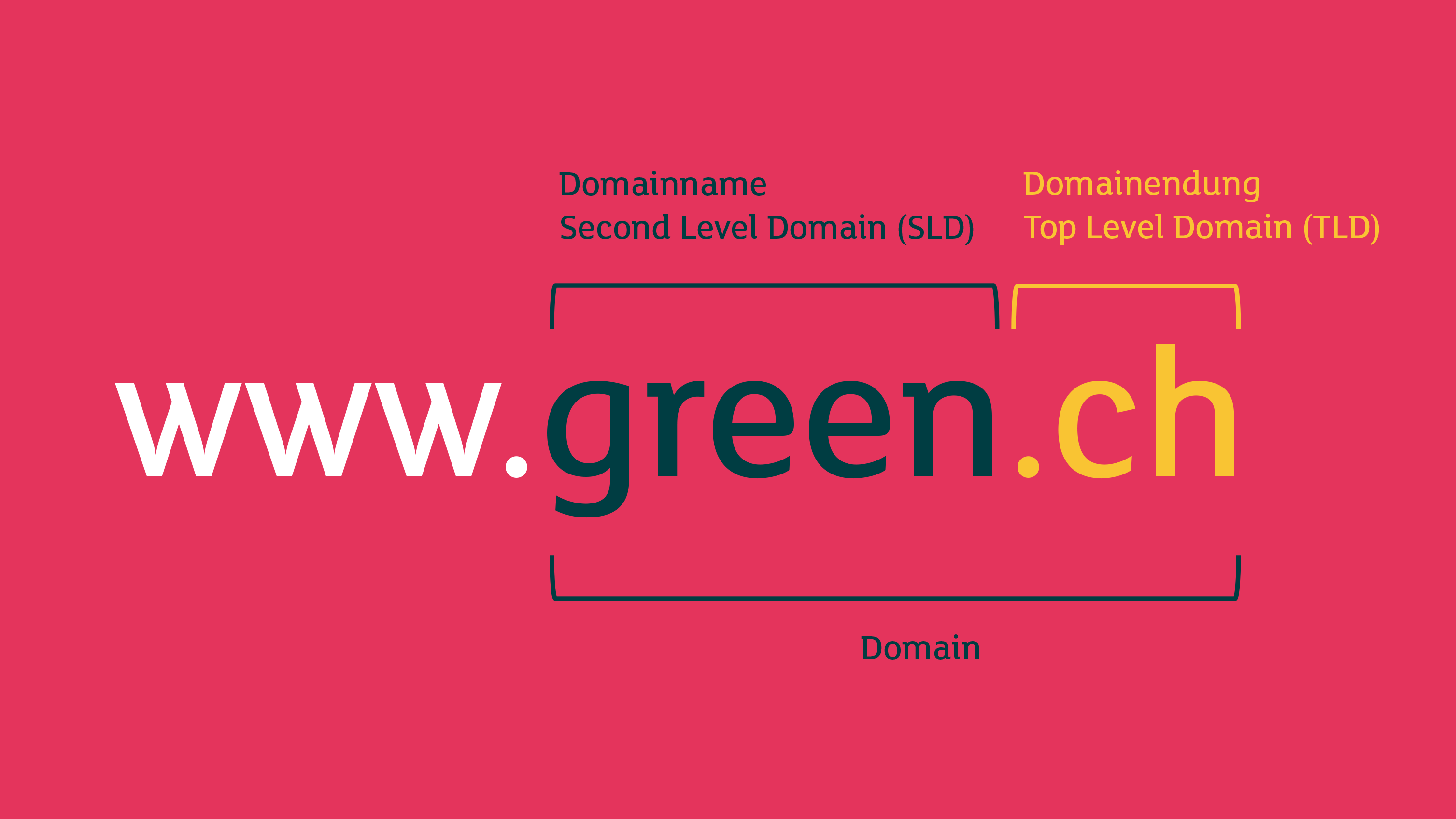 Domainname und Domainendung als Teile einer Website-Adresse