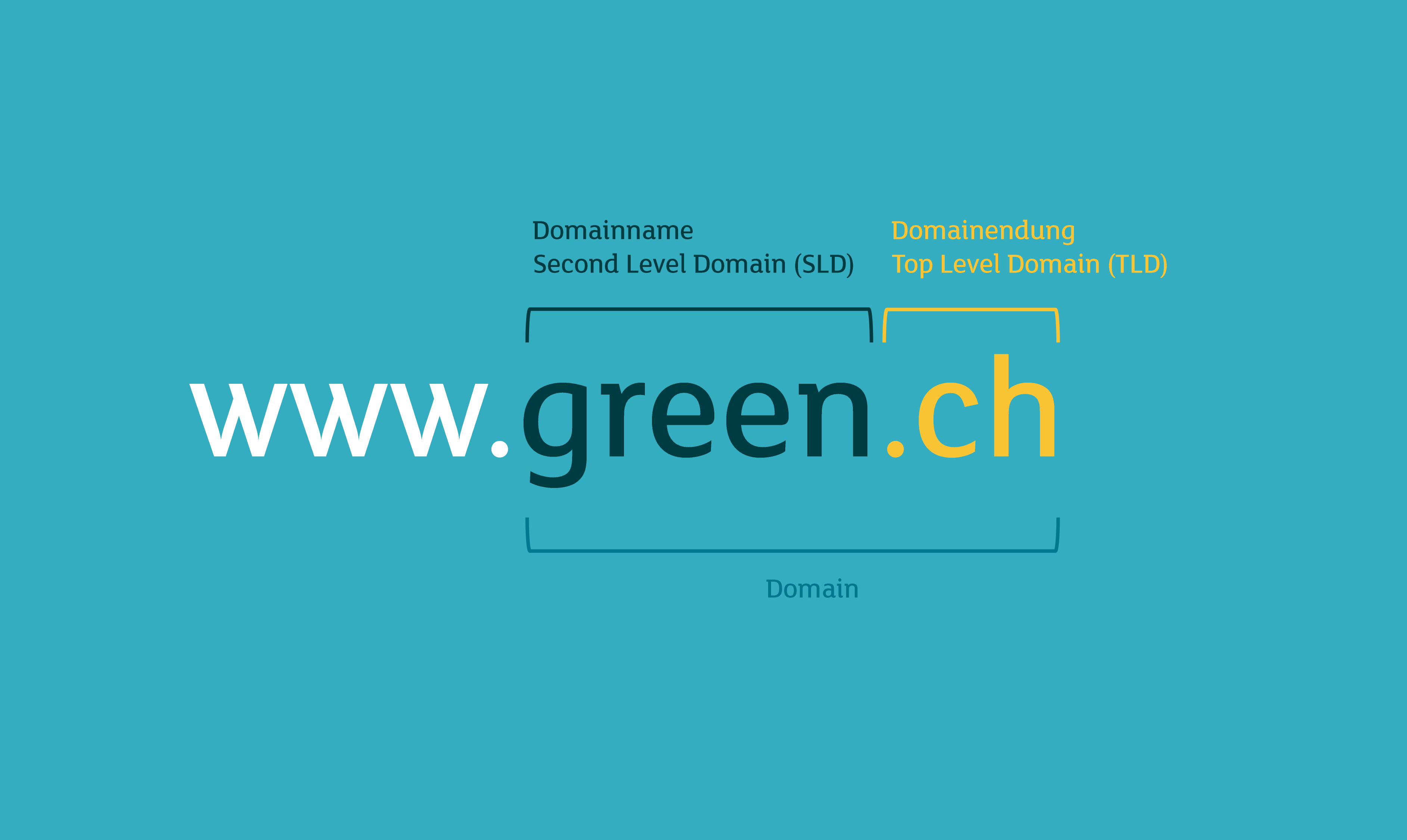 Domainname und Domainendung als Teile einer Website-Adresse