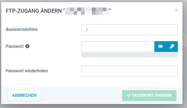 Web & Mail Control Panel - FTP-Zugang Ändern