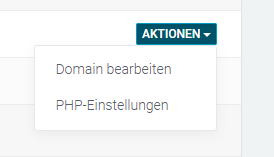 Web & Mail Control Panel - Domains - Aktionen Button