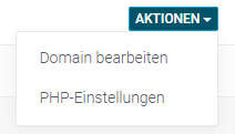 Web & Mail Control Panel - Domains - Button Aktionen